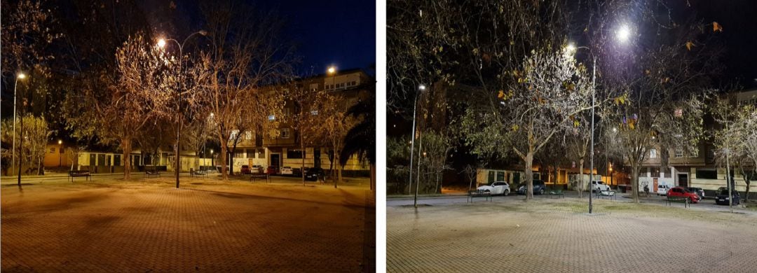 Antes y después de la implantación led