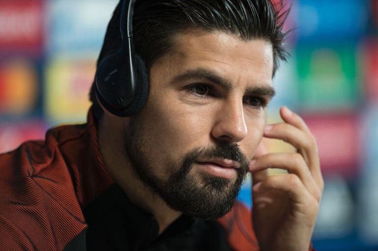 Nolito durante una rueda de prensa con el City 