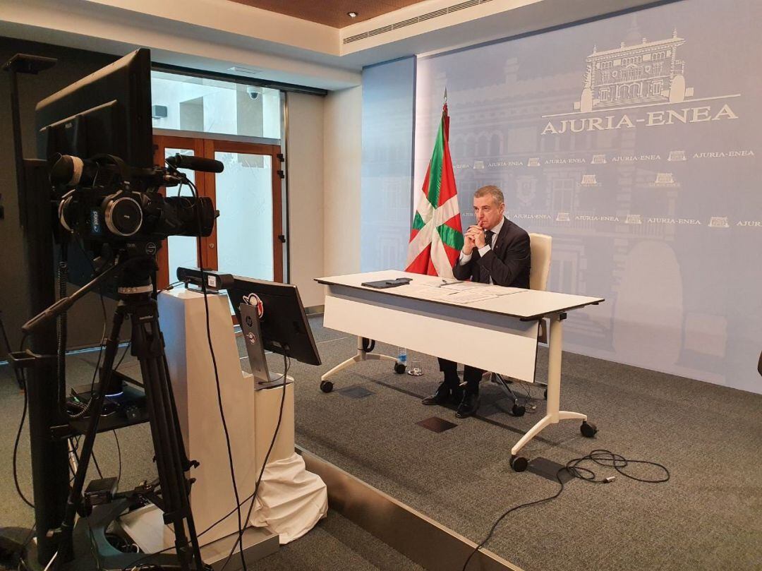 El lehendakari, Iñigo Urkullu, participa en la videoconferencia de presidentes (archivo)