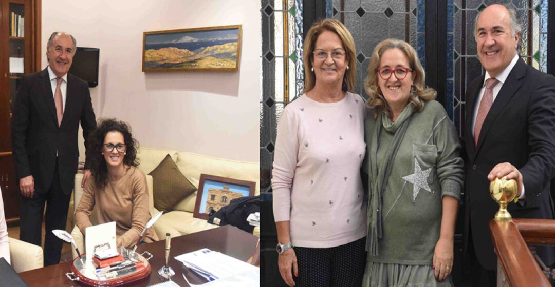 Maite Moreno y Ana Palma Ortiz con el alcalde de Algeciras, José Ignacio Landaluce y la concejal de festejos, Juana Cid