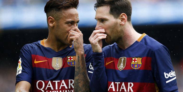 Neymar y Messi, en el partido de la penúltima jornada de Liga ante el Espanyol