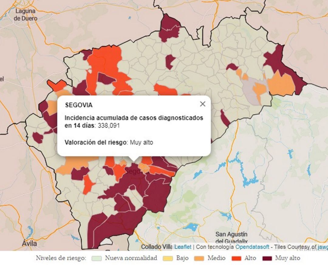 Mapa de contagios Covid 19 Segovia
