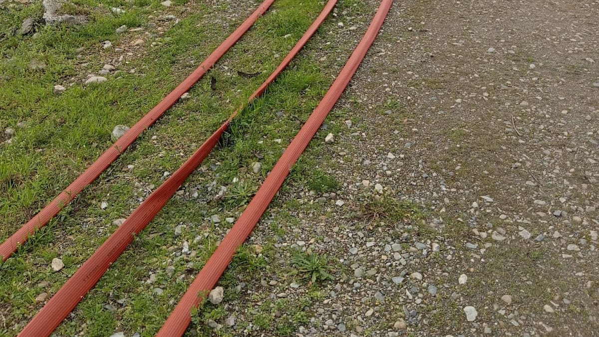 Un entramado de mangueras desde el canal de Cornatel da servicio de agua "no potable" a Toral de Merayo