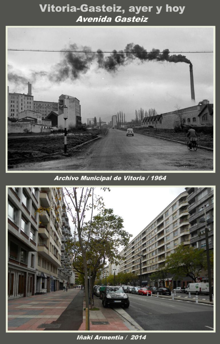 La Avenida Gasteiz en 1964 y en 2014