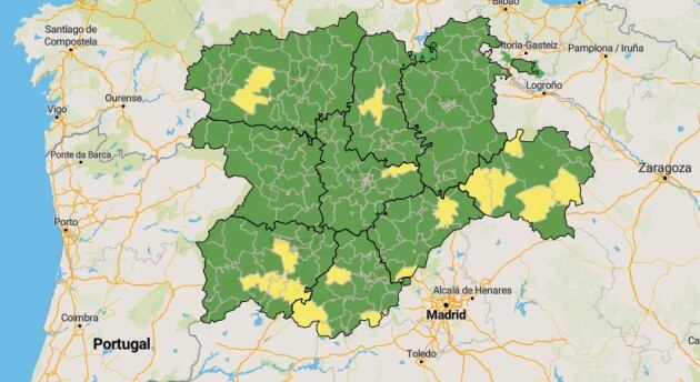 Desglose de las Zonas Básicas de Salud de Castilla y León que cumplen los requisitos de IA en los últimos 7 días. Datos a día 12 de junio