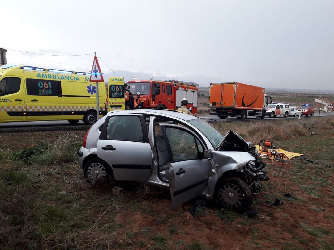 Accidente de tráfico en Cervera de la Cañada (Zaragoza)