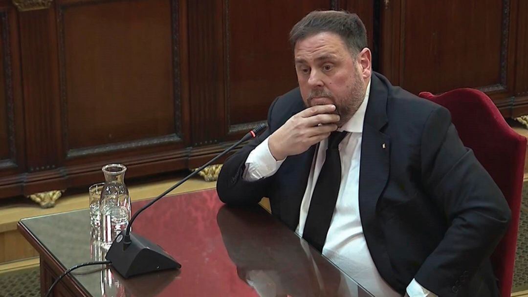 Oriol Junqueras en una de las sesiones del juicio al procés