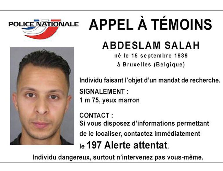 Ficha de Salah Abdeslam, facilitada por la Policía Francesa. El sospechoso fue identificado al día siguiente de los atentados, en un control de la frontera franco-belga.