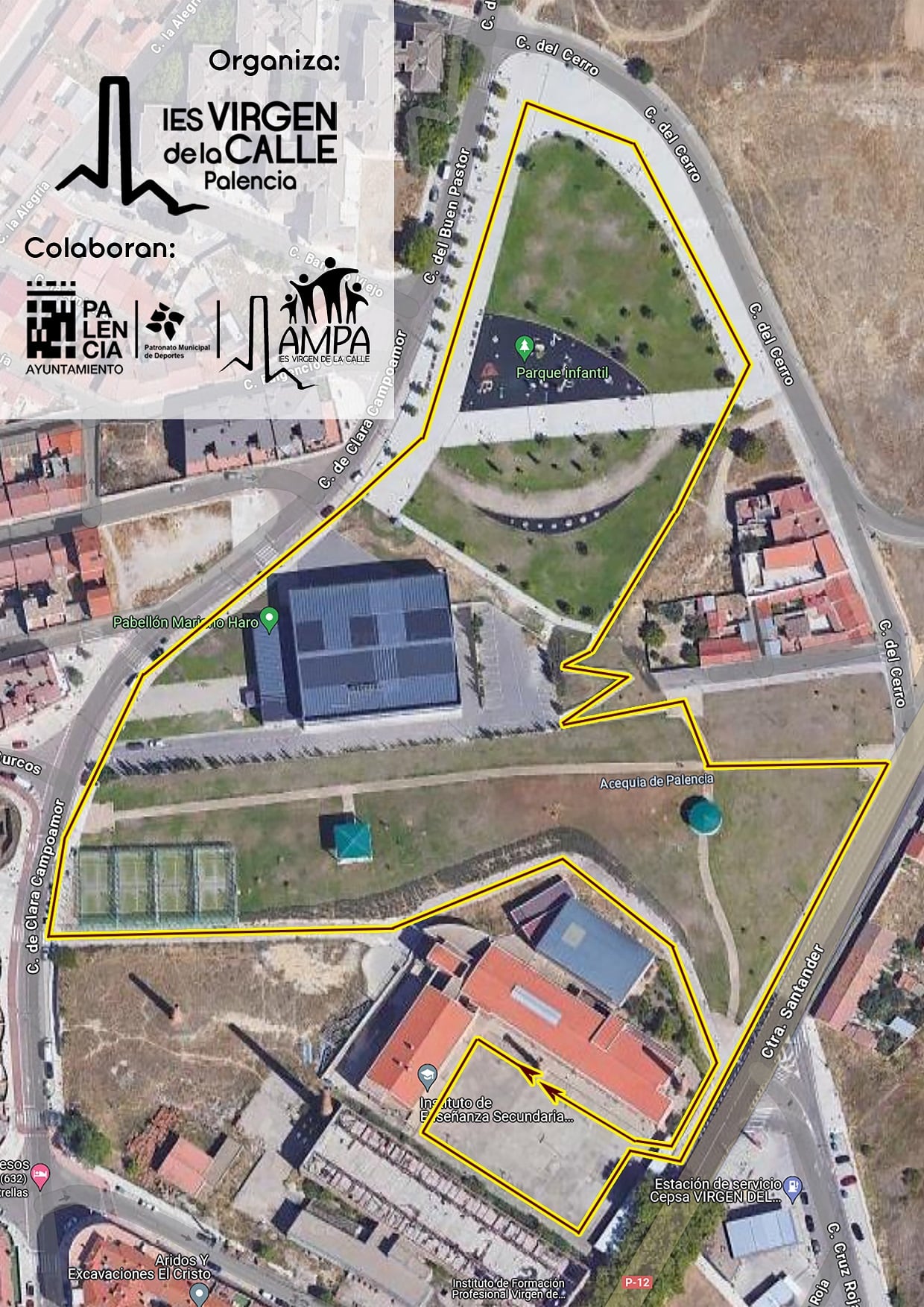 Mapa de la II Carrera Solidaria y Saludable IES Virgen de la Calle el viernes 11 de abril de 2025