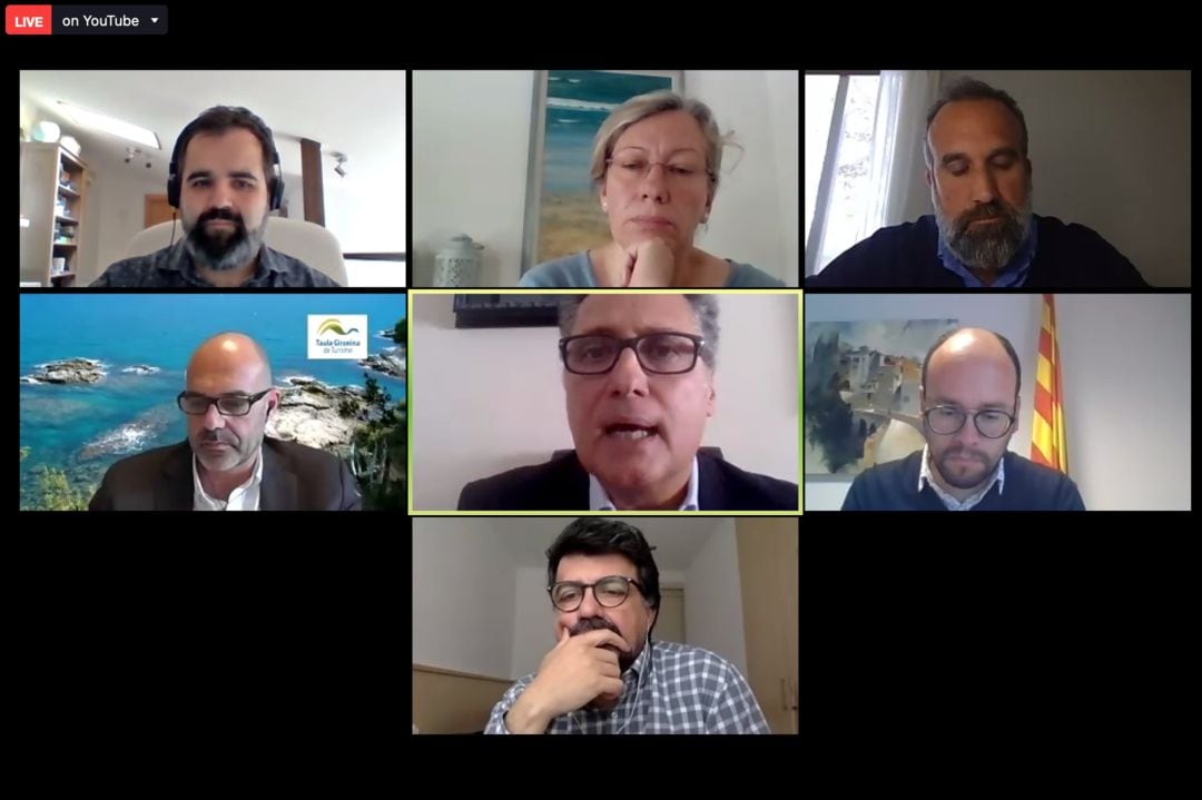 Captura de pantalla dels membres de la taula de debat telemàtica organitzada per la Taula Gironina de Turisme 