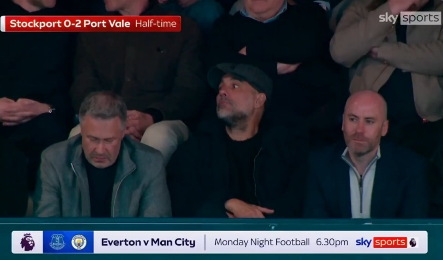 Pep Guardiola, en la grada del Stockport-Port Vale