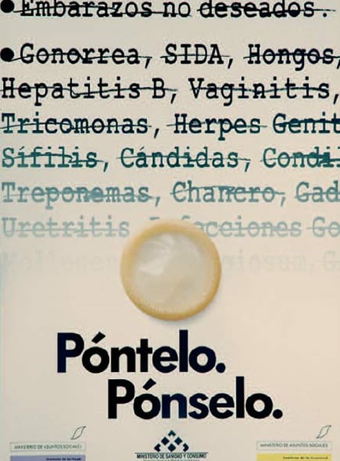 Cartel de la exitosa y polémica campaña creada por el Ministerio de Sanidad español en 1990
