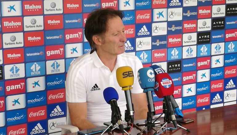 Juan Antonio Anquela durante la rueda de prensa previa al partido frente al Córdoba.