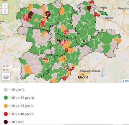 Mapa de impacto de la presión asistencial en los profesionales de Medicina de Familia por zonas básicas de salud