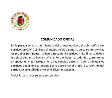 Comunicado del Nueva Elda F. S.