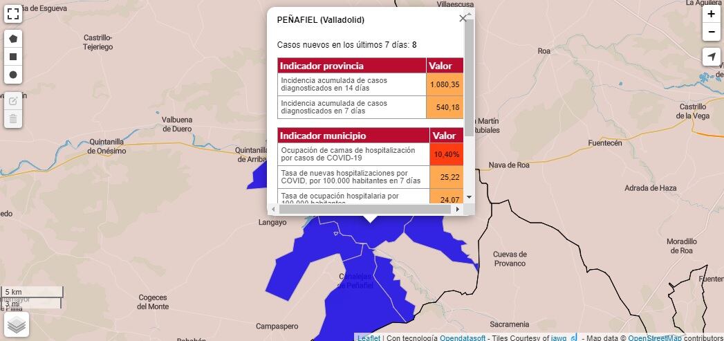 Peñafiel registra ocho positivos de mayores de 65 años en la última semana según el Servicio de Epidemiología de la Junta