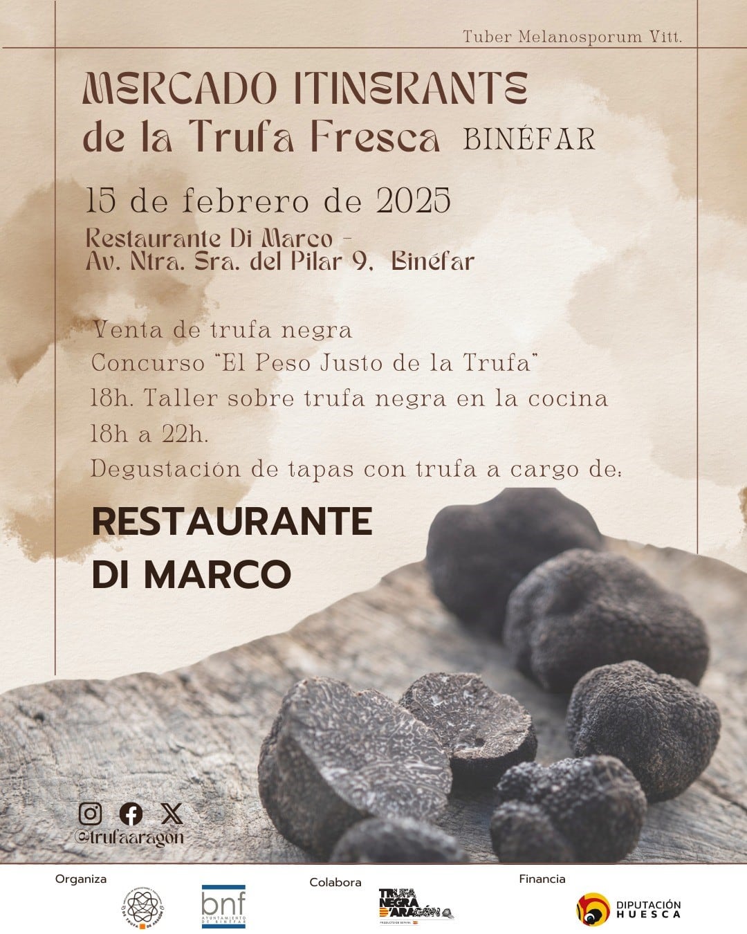 El restaurante Di Marco de Binéfar acoge el mercado itinerante de la trufa fresca