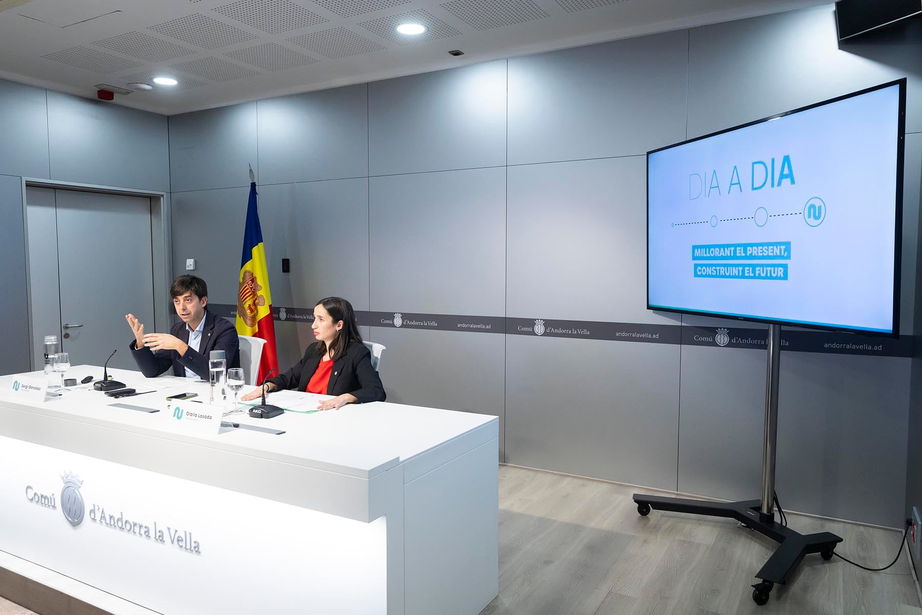 Els cònsols d'Andorra la Vella, Sergi González i Olalla Losada, han presentat les inversions principal del pressupost 2026