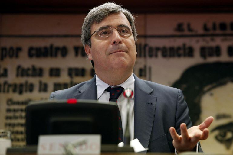 El presidente del CSD, Miguel Cardenal, durante su comparecencia ante la Comisión de Presupuestos del Senado 