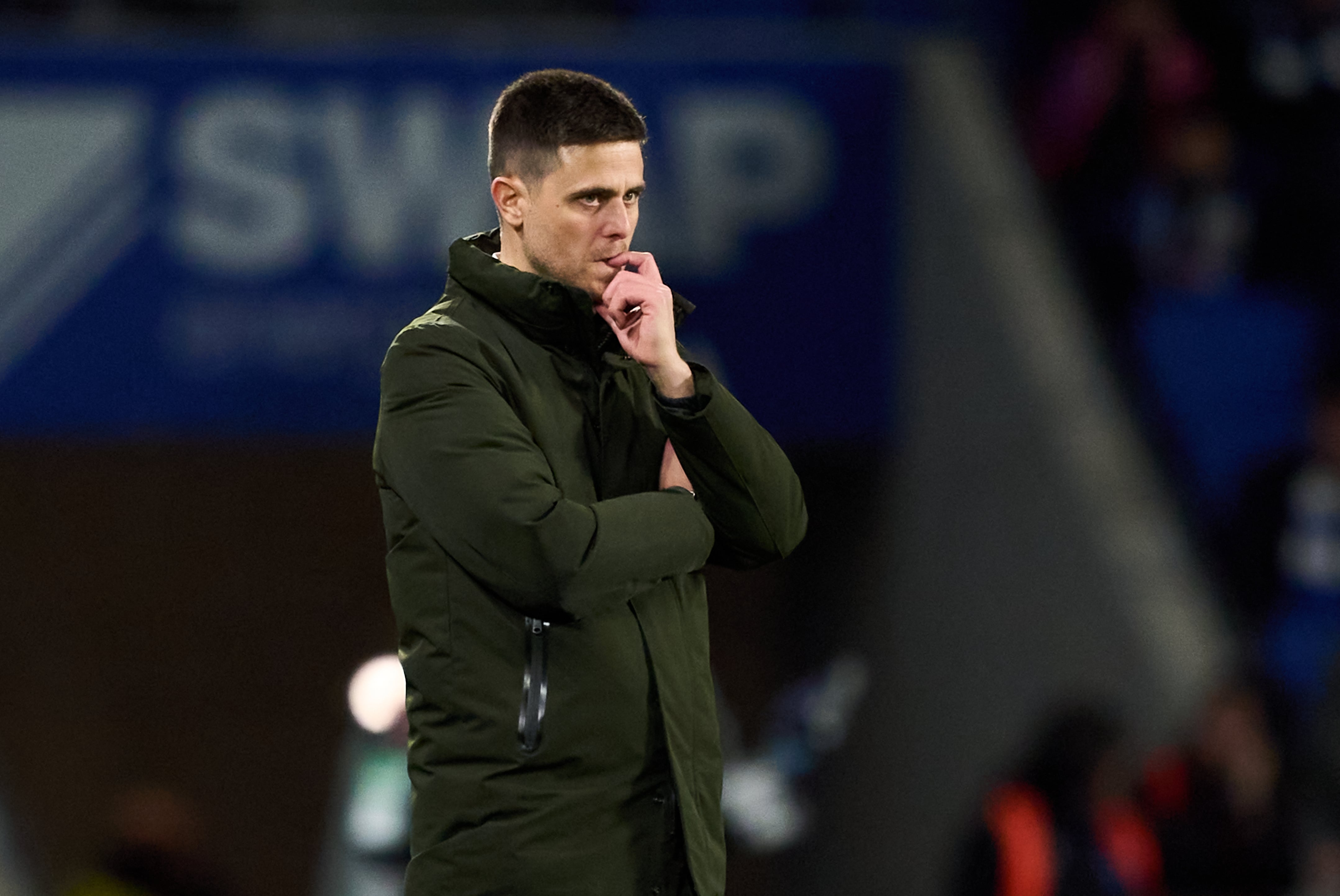 SAN SEBASTIAN, SPAIN - MARCH 15: Alessio Lisci, Head Coach of CA Osasuna, reacts during the LaLiga EA Sports match between Real Sociedad and CA Osasuna at Reale Arena on March 15, 2026 in San Sebastian, Spain. (Photo by Juan Manuel Serrano Arce/Getty Images)