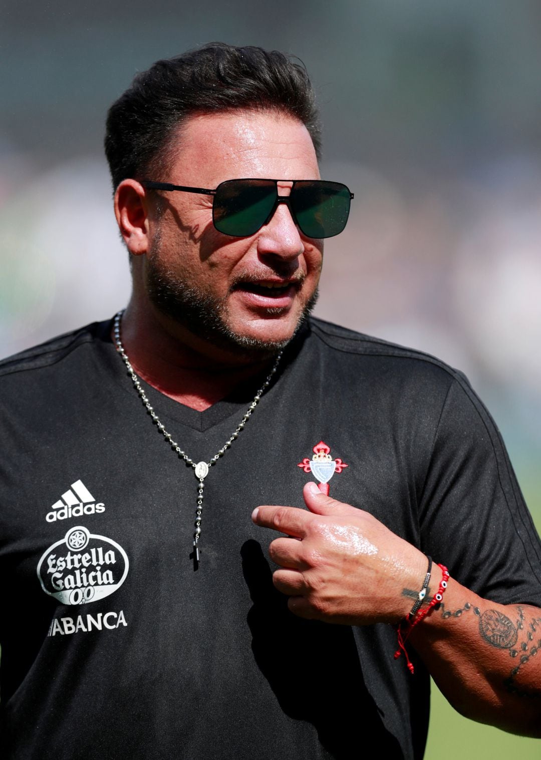 Antonio Mohamed en uno de sus últimos entrenamientos con el Celta