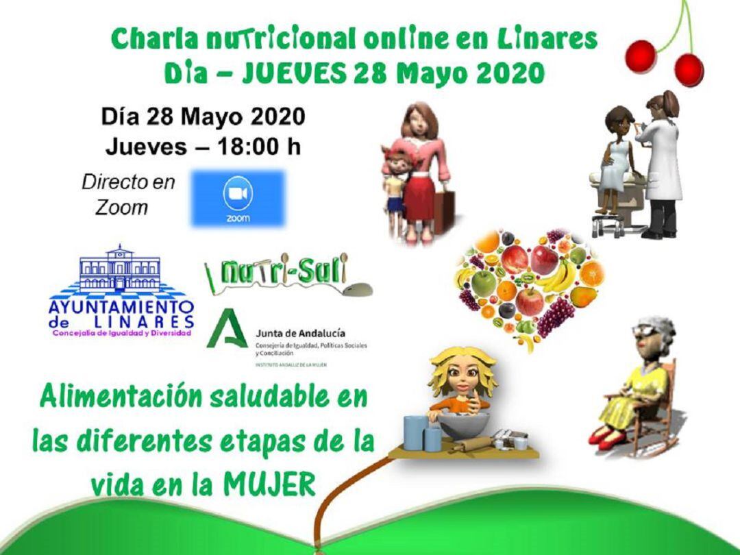 Cartel de la charla organizada en Linares con motivo del Día Nacional de la Nutrición.
