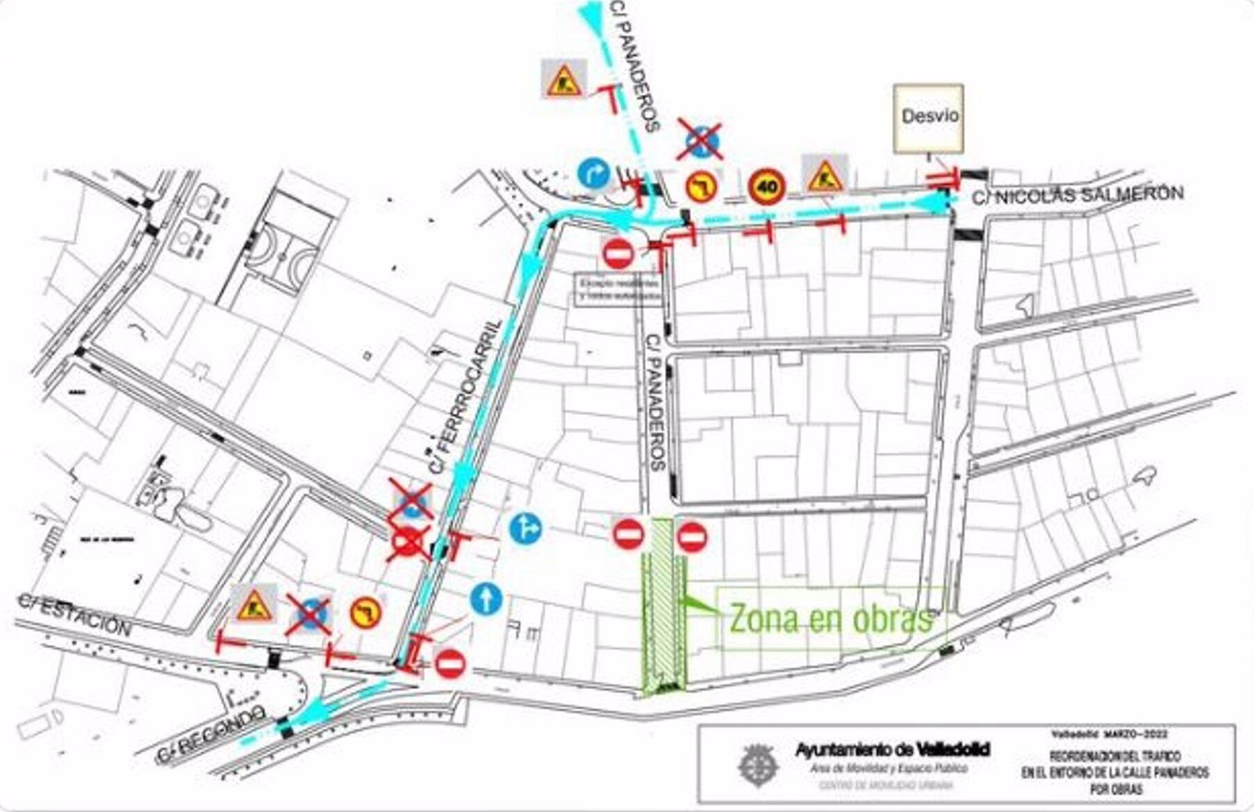 Aviso de la Policía Municipal de Valladolid sobre el corte de tráfico para el 25 de abril en la calle Panaderos.