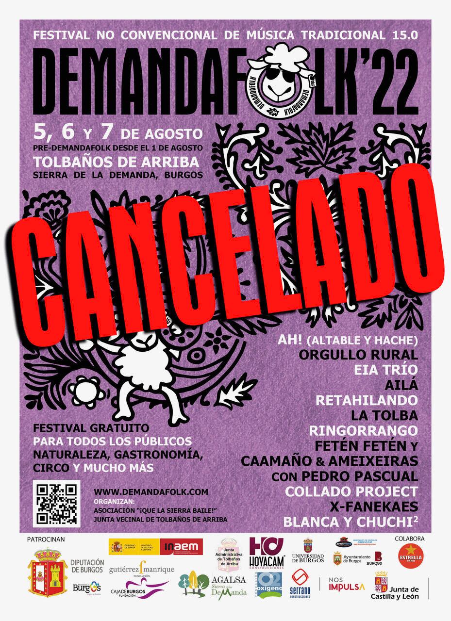 Cartel de cancelación del festival Demanda Folk