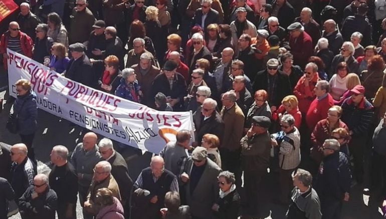 Manifestación por las pensiones dignas el pasado 22 de marzo en Valencia