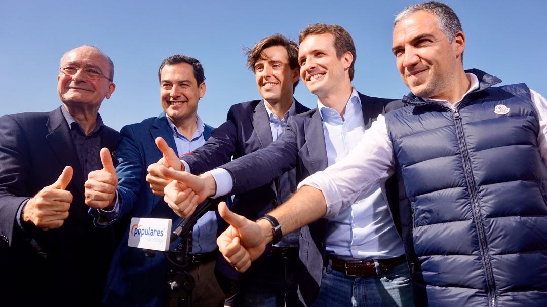 Los dirigentes del PP en el acto de Málaga de este domingo