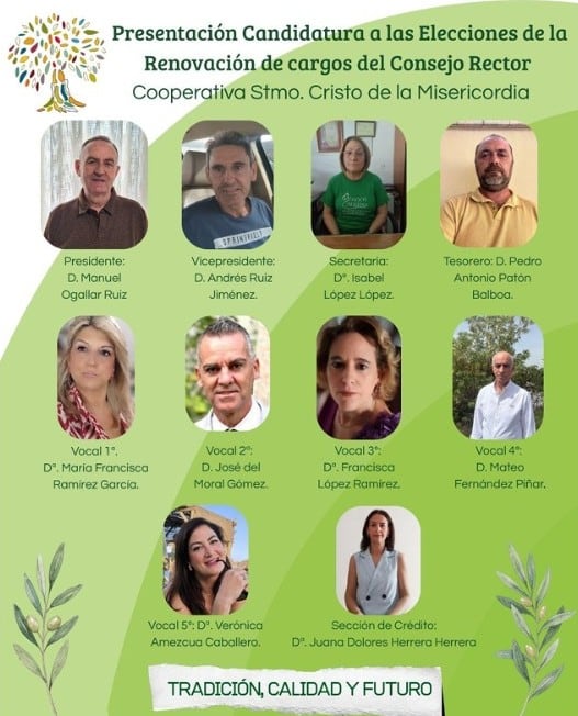 Cartel con los miembros de la candidatura  de Manuel Ogállar