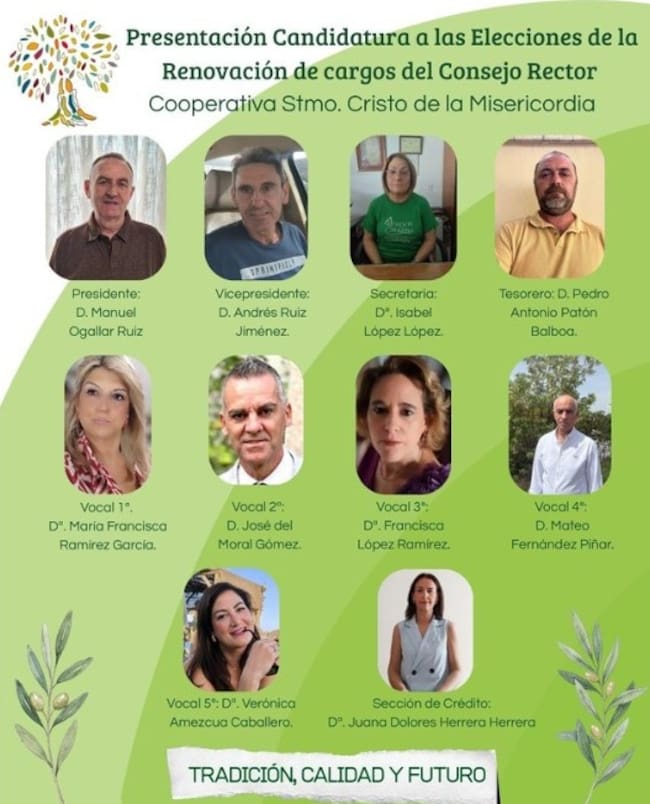 Cartel con los miembros de la candidatura de Manuel Ogállar