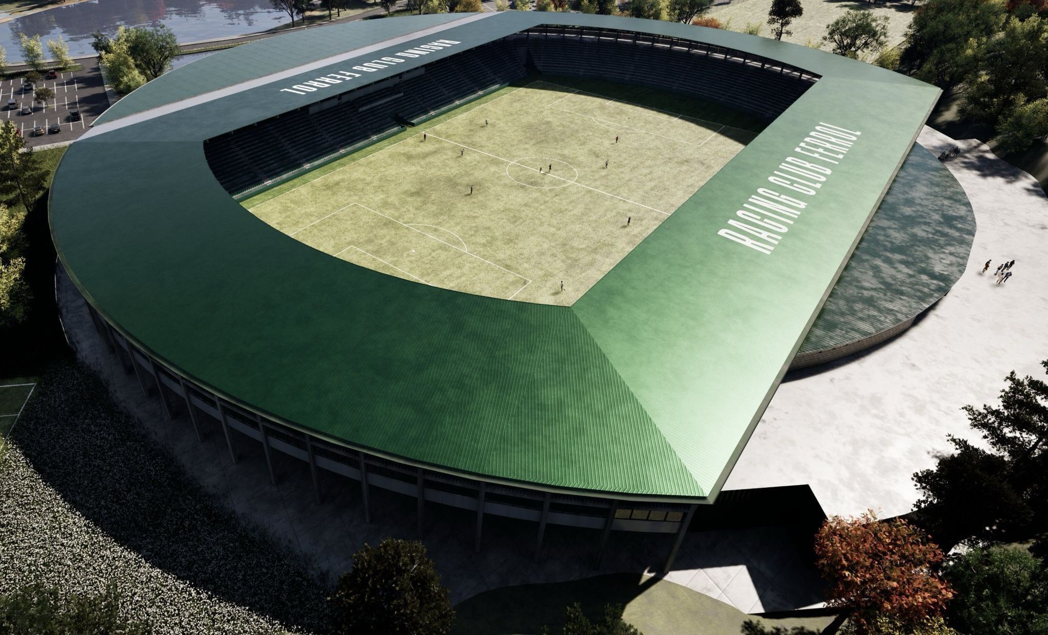 Imagen de la recreación de la nueva cubierta del estadio de A Malata facilitada por el Concello de Ferrol