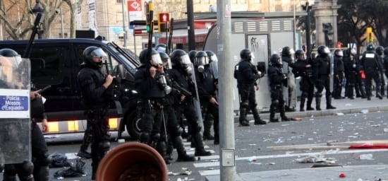 Els Mossos d&#039;Esquadra desplegats a la Plaça Catalunya de Barcelona