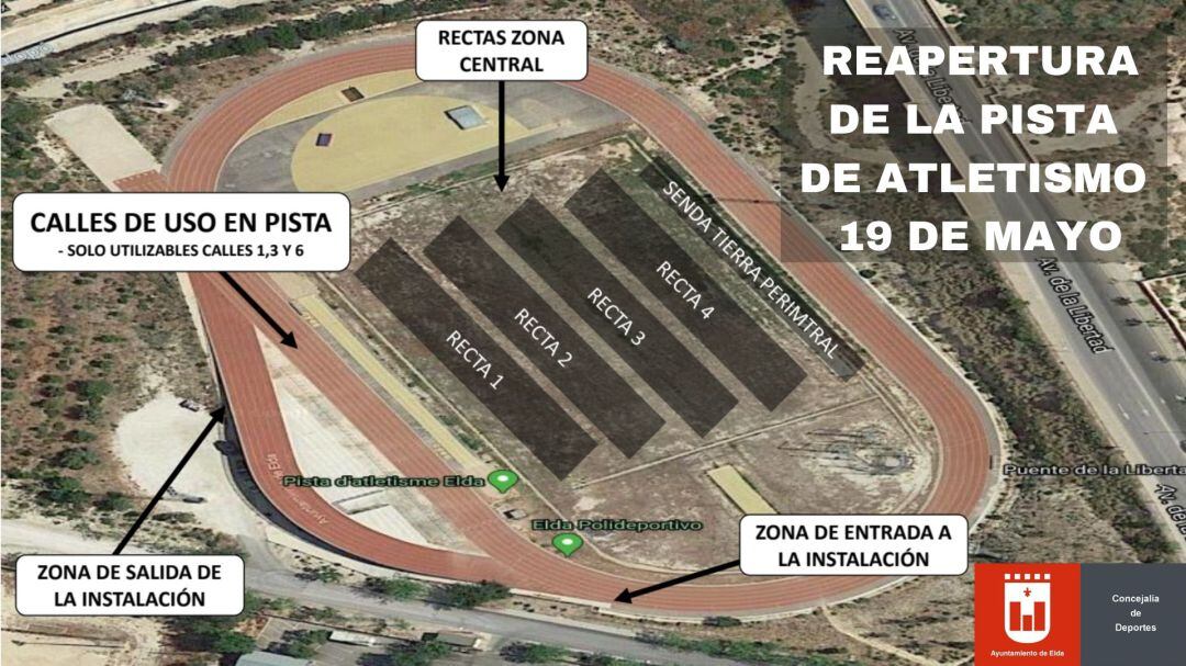 La pista de atletismo de Elda abrirá con medidas restrictivas