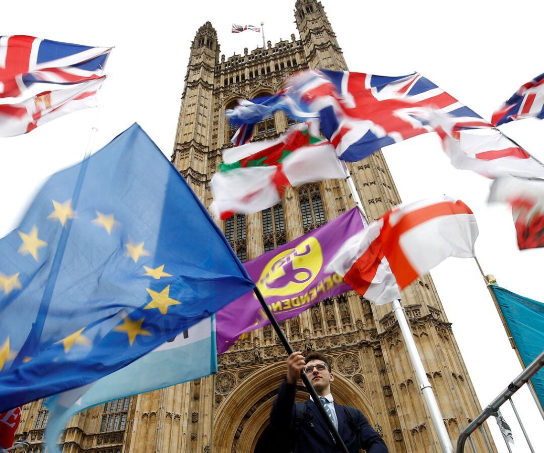 Movilizaciones antibrexit frente al Parlamento británico en Londres