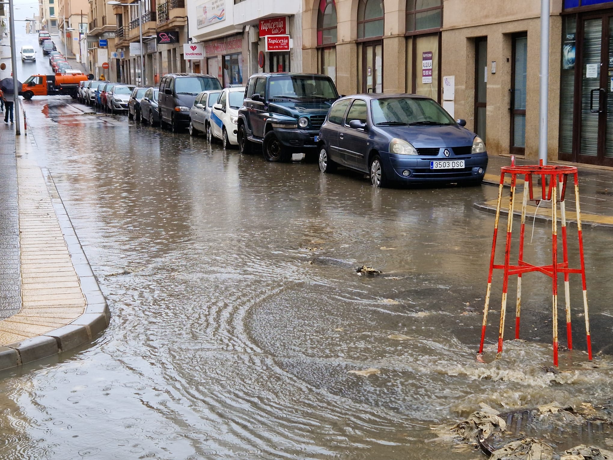 Calle Laguna de Arrecife inundada