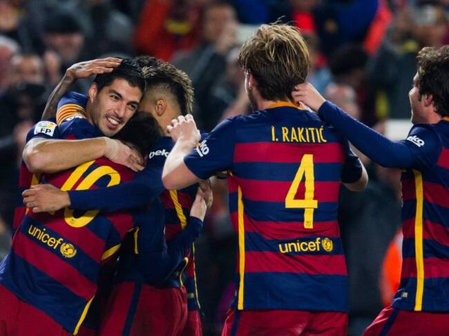 El Barça celebra el gol