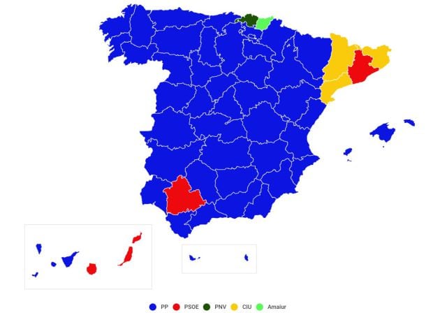 Resultados electorales de 2011: primera fuerza por provincias.