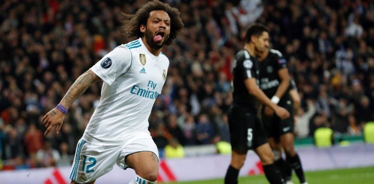 Marcelo celebra su gol al PSG.