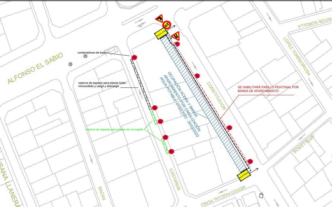 Plano de la segunda fase de las obras de peatonalización del centro de Alicante