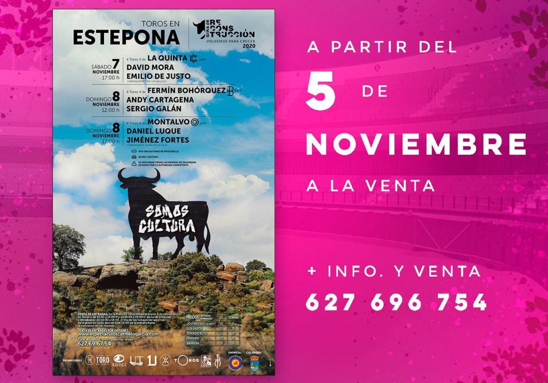 Carteles de los tres festejos que se celebran este fin de semana en Estepona