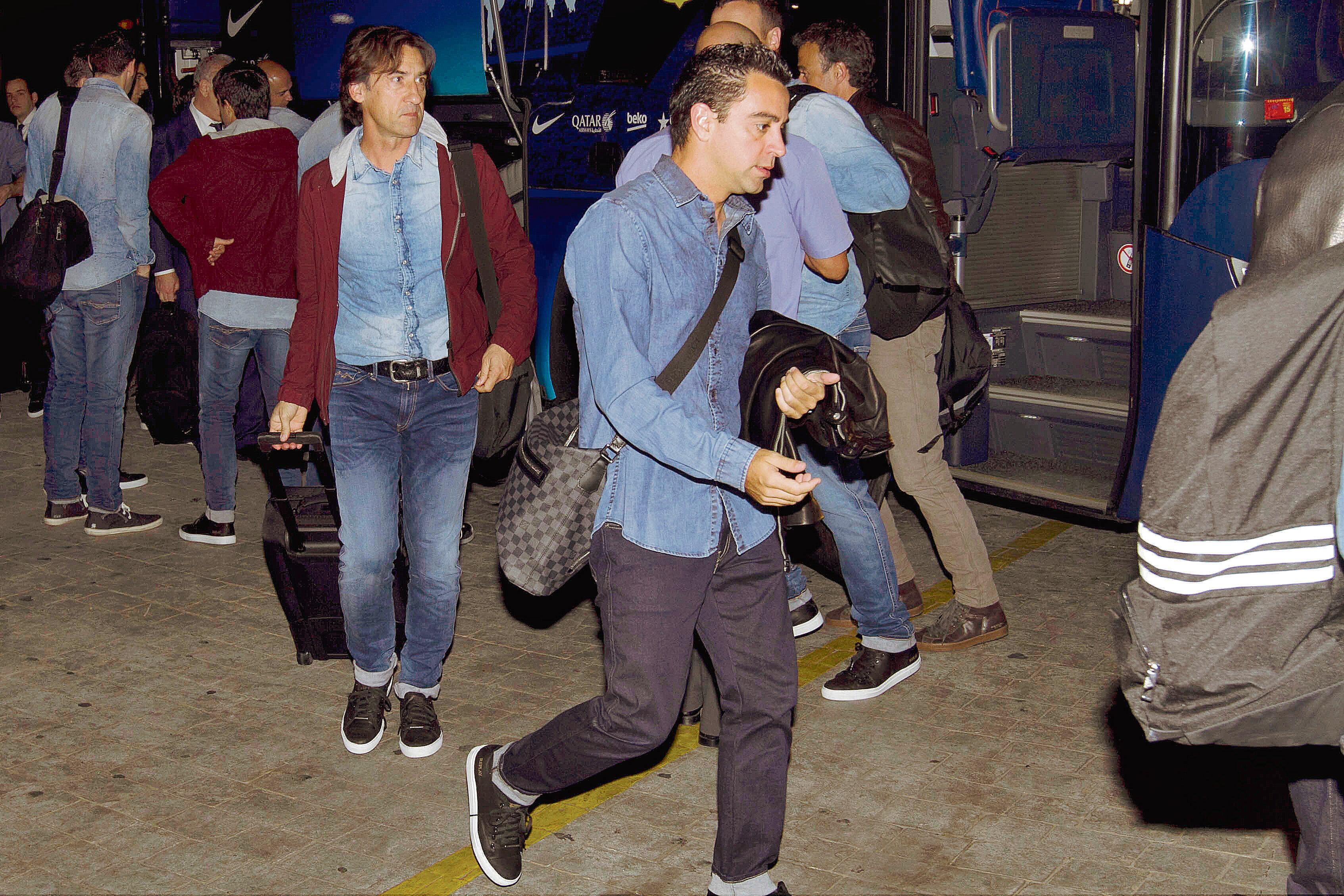 Xavi Hernández, en su etapa de futbolista del Barça, llegando al hotel Elba.