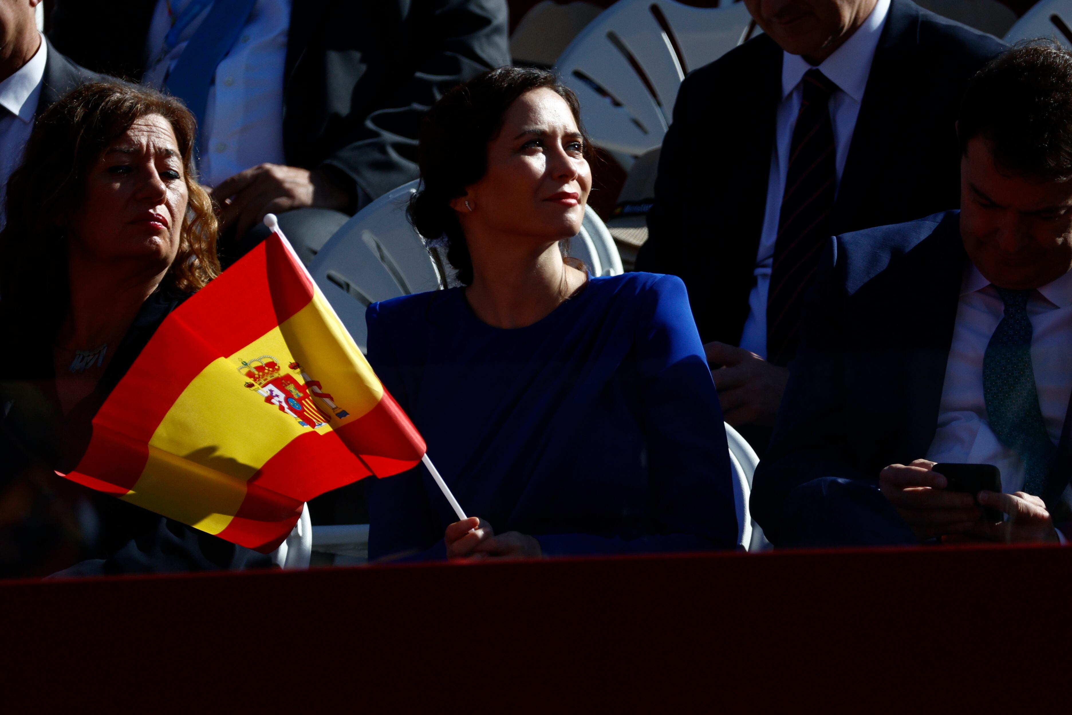 La presidenta de la Comunidad de Madrid, Isabel Díaz Ayuso, en el desfile del Día de la Fiesta Nacional.