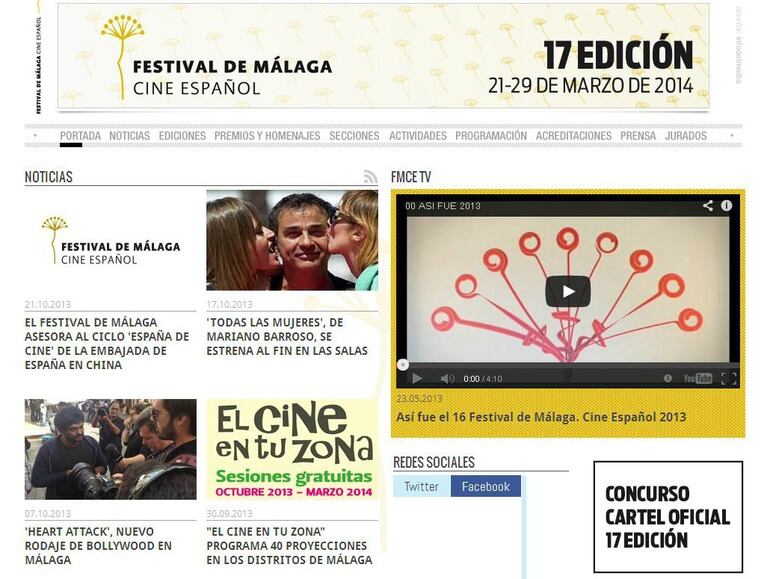 Página web del festival de cine español de Málaga