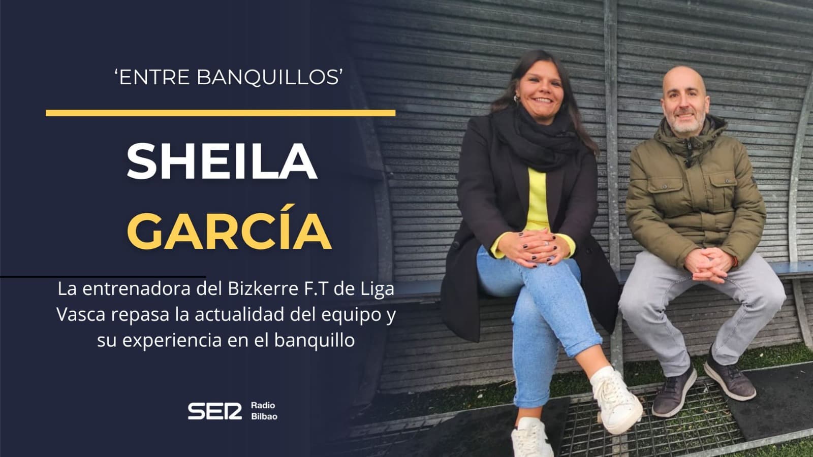 Sheila García, en el banquillo del Bizkerre FT junto a Iván Martín