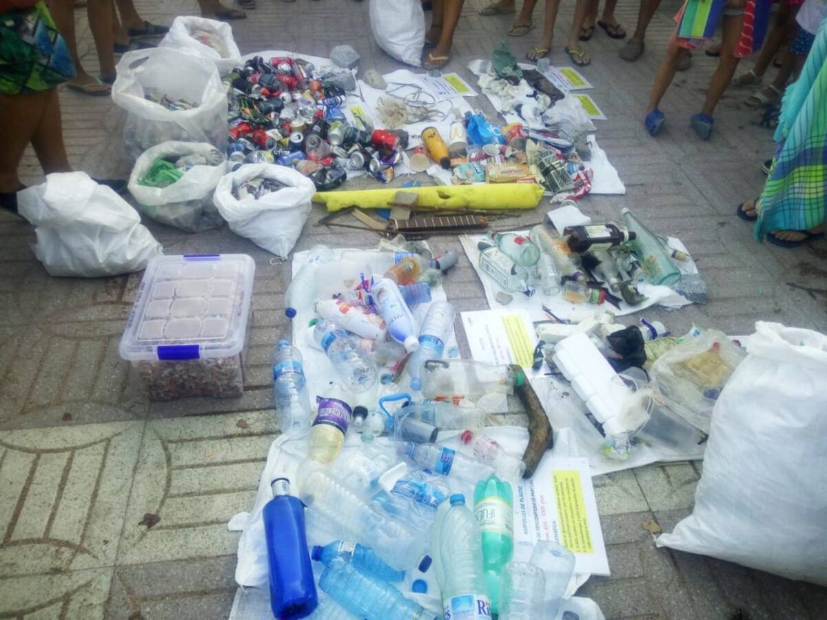 4 contenidors de brossa recollits a la platja de Sant Feliu de Guíxols