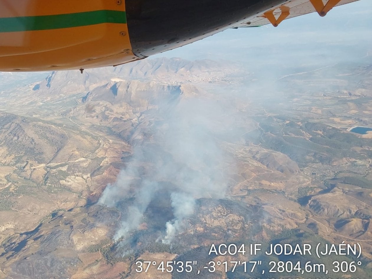 Imagen aérea del incendio de Jódar.