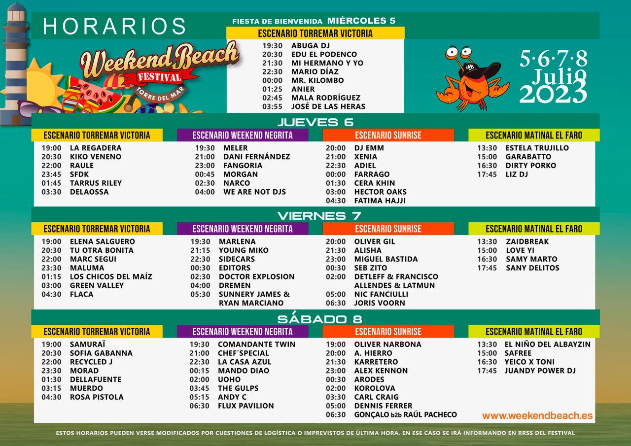 Horario WEEKEND BEACH 2023