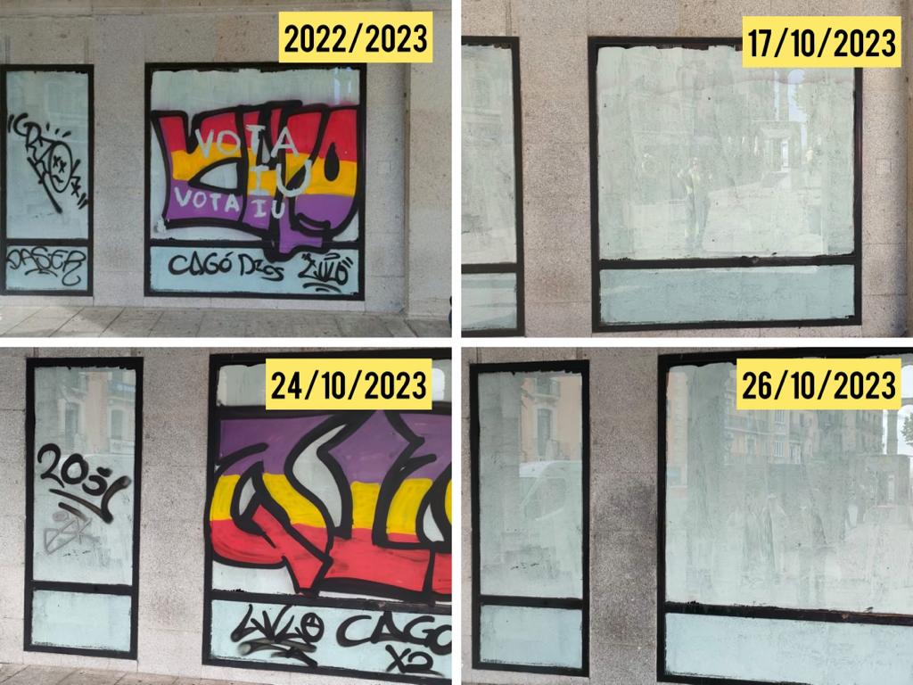 El Ayuntamiento de Segovia elimina dos veces en menos de dos semanas la misma pintada